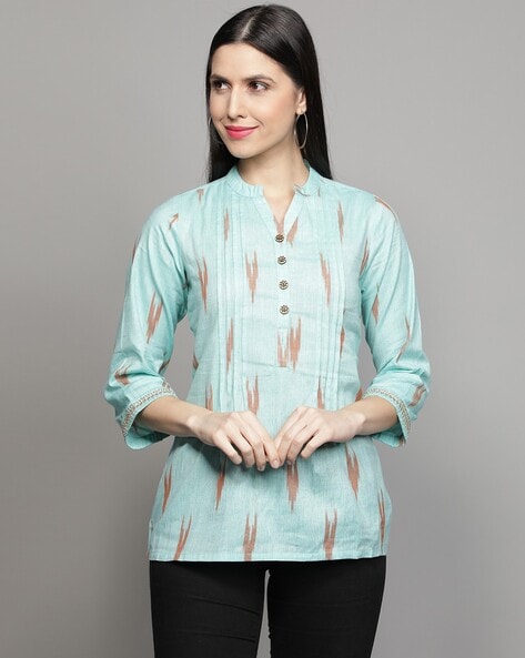 Party Wear 3/4th Sleeve Ladies Collar Neck Printed Cotton Kurti at Rs  350/piece in Delhi