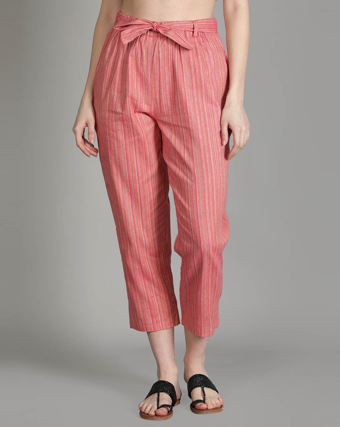 Per Se Pink and White Striped Linen Blend Beachy Wide Leg Pants Size Medium  | eBay