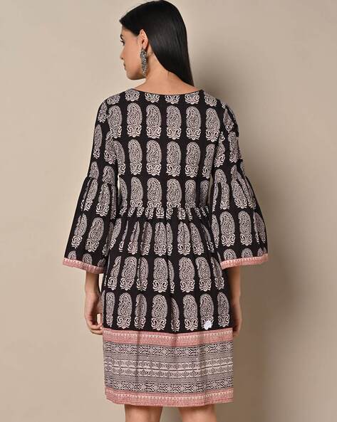 Haldi chandan flared bagh print dress by Bebaak | The Secret Label