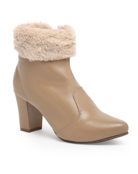 Fur lined outlet heeled ankle boots