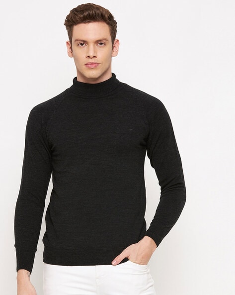 Buy Men's Solid Turtle Neck Sweater with Long Sleeves Online