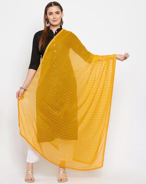 Striped Dupatta with Embellishments Price in India