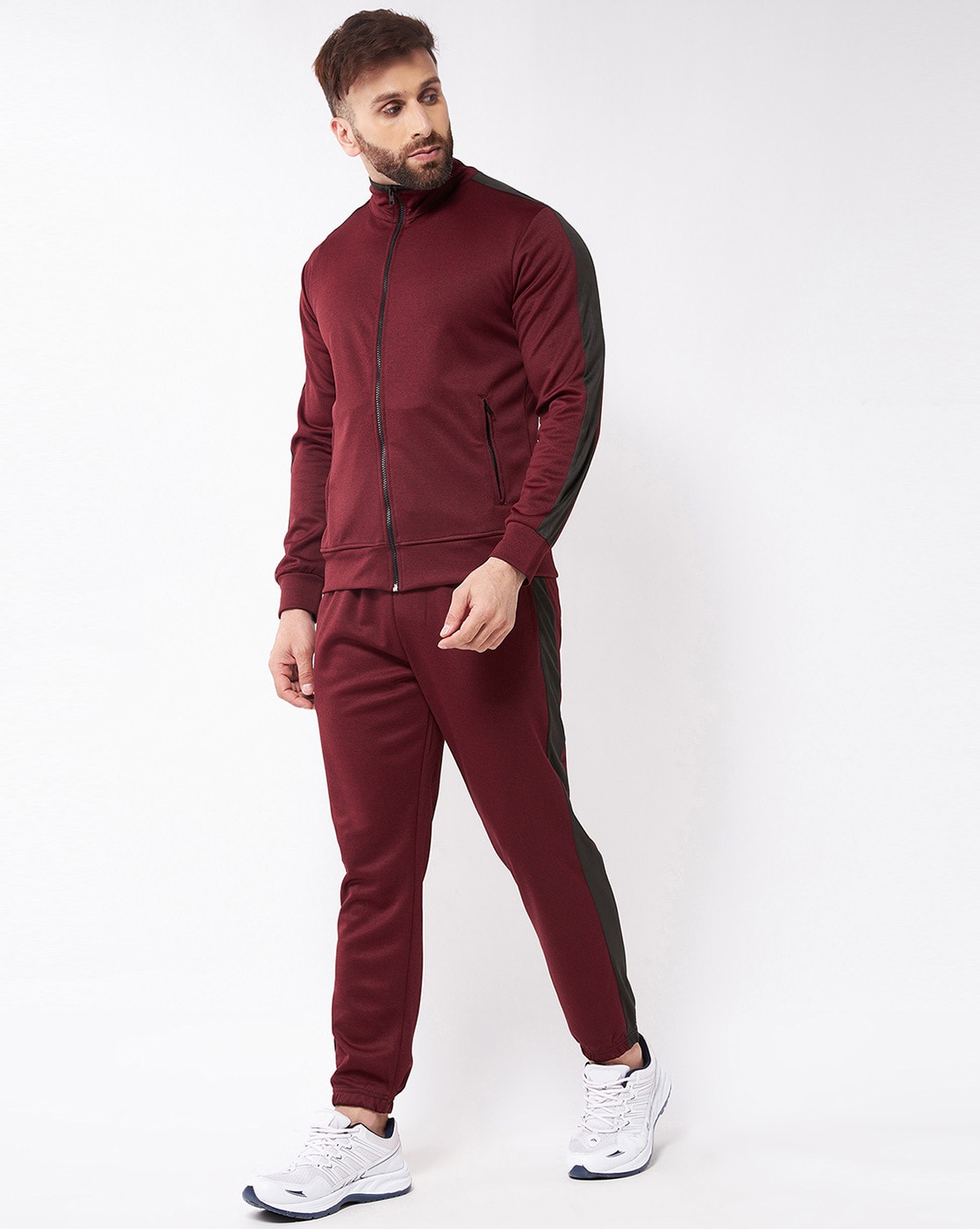 Maroon colour tracksuit on sale