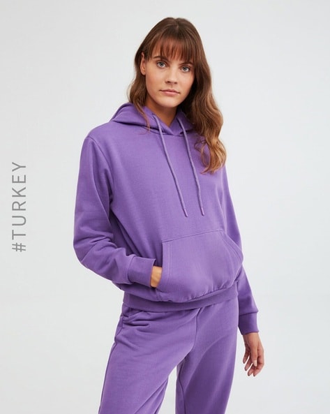 Buy PURPLE LOOSE FIT ZIPPER HOODIE AND JOGGER SET for Women Online in India