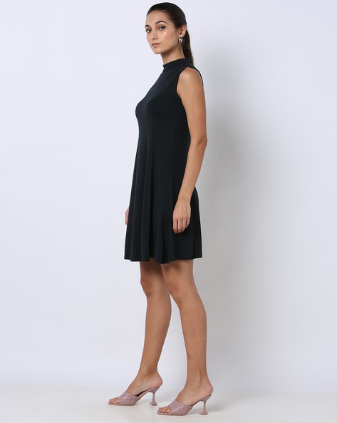 Ivy & Blue Short Sleeve Fit + Flare Dress, Color: Black - JCPenney