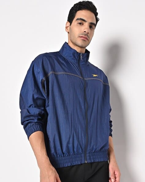 Reebok Zip-Front Bomber Jacket with Logo Embroidery
