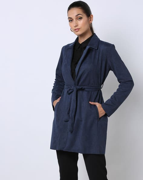 Open-Front Trench Coat with Belt