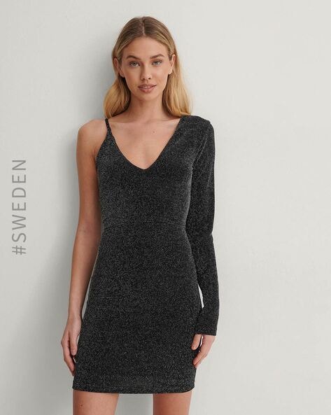 Shimmer Long Sleeve Scrunched Back Bodycon Mini Dress – shop hey chick
