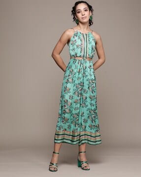 label ritu kumar Floral Print Fitted Jumpsuit with Cutout-picture-12