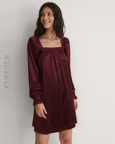 burgundy shift dresses Berry | High Neck Shift Dress