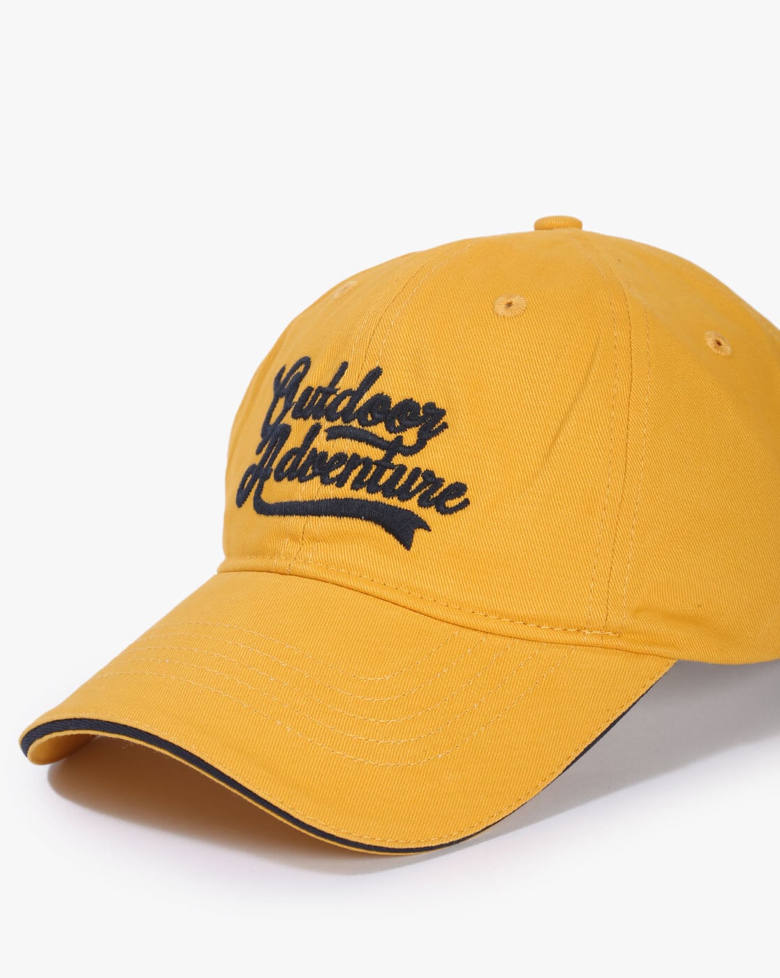 Yellow Embroidered Logo Baseball Cap|258378518