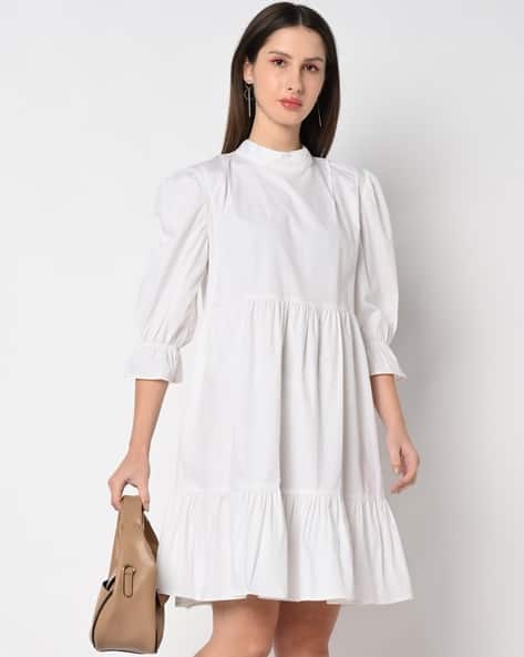 High-Neck Tiered Dress