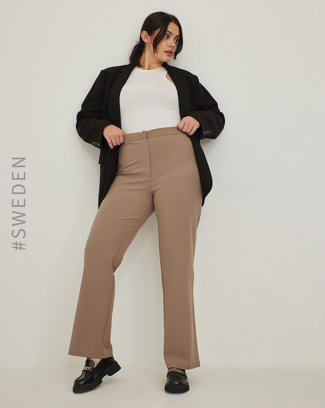 Buy Plus Size Grey Solid Satin High Waist Pants Online For Women