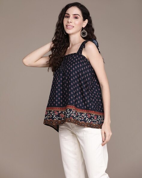 Buy Navy Blue Tops for Women by LABEL RITU KUMAR Online