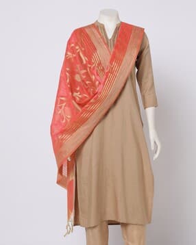 esskay Floral Woven Dupatta with Tassels-picture-21