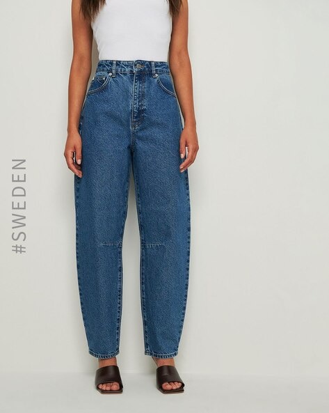 High Rise Pleated Mom Jeans