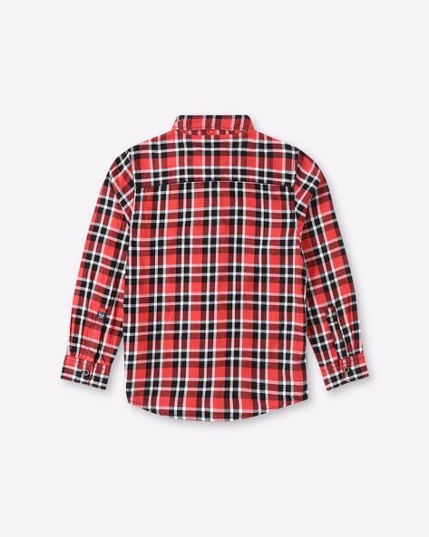 JusCubs Boys Checkered Casual Dark Blue Shirt - Buy JusCubs Boys