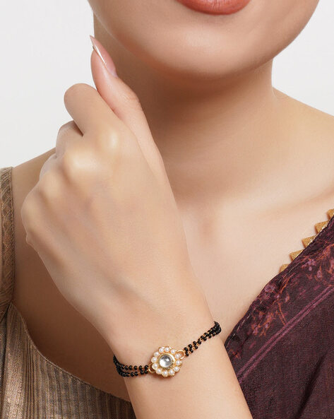 925 Silver Double Row Mangalsutra Bracelet with Zircon center units I  Shobitam Jewelry | Mangalsutra bracelet, Zircon, Mangalsutra
