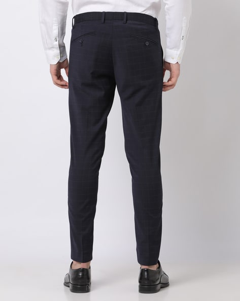 Checked Ankle-Length Slim Fit Trousers