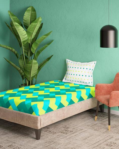 PORTICO 144 TC Geometric Print Single Bedsheet with Pillow Cover