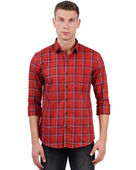 Checked Slim Fit Shirt with Patch Pocket