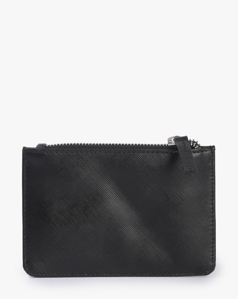 Black Minimalist Leather Zipped Pouch – Hummer Fashion