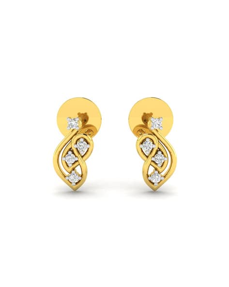 Avsar Yellow Gold Stone-Studded Stud Earrings