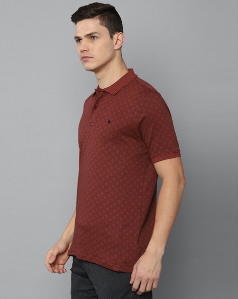 Buy Louis Philippe Maroon Cotton Regular Fit Polo T-Shirt for Mens