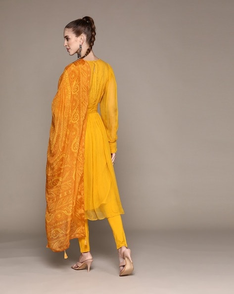 Traditional Yellow Colour Ladies Kurta Cotton For Party And Casual Wear  Decoration Material: Cloths at Best Price in Mathura | Narendra Garments