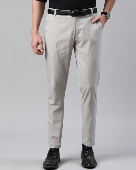 Buy THEME Mens Tapered Fit 4 Pocket Solid Formal Trousers (Zino Fit) |  Shoppers Stop