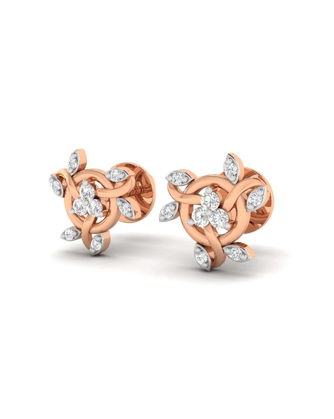 Buy quality Rose Gold Sunburst Diamond Earrings in Pune