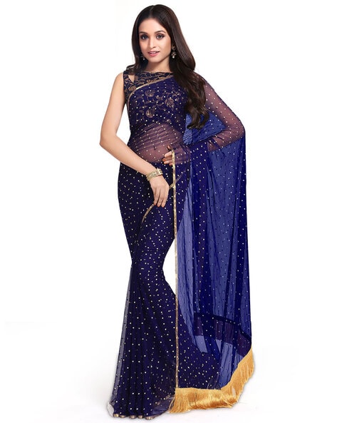 Buy Navy Blue Sarees for Women by TIKHI IMLI Online