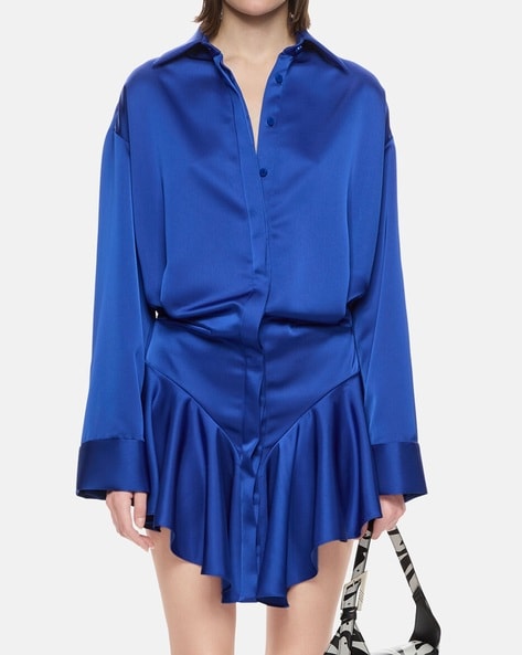 the attico tie front shirt dress