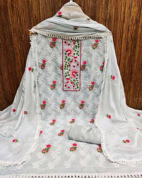 Embroidered 3-Piece Dress Material Price in India