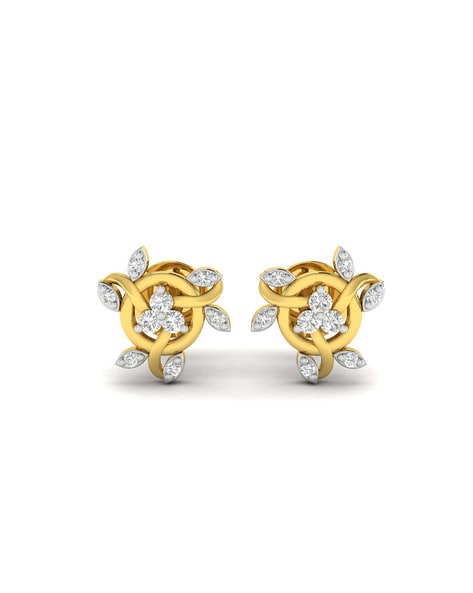 CZ,Ruby Stones,Triangle Flower Design Screw Stud Earrings Gold Finished  Premium Quality Set Buy Online