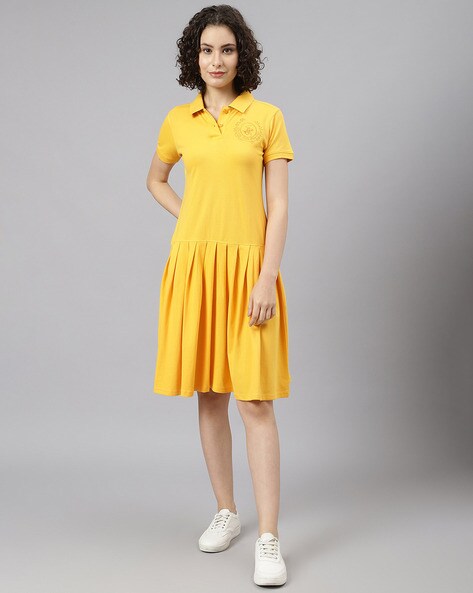 womens yellow polo dress