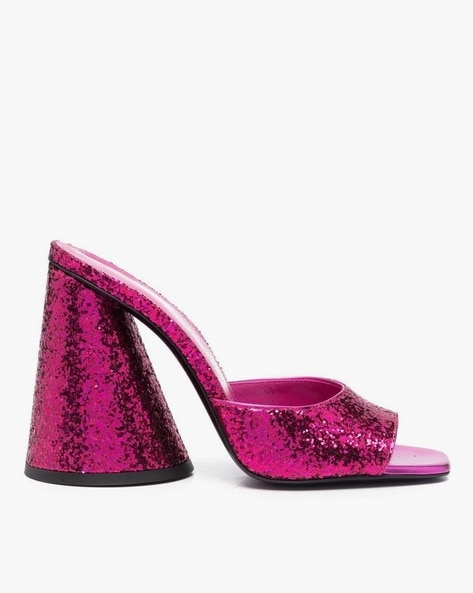 Buy The Attico Luz Glitter 105 mm Mules Fuchsia Pink Color Women