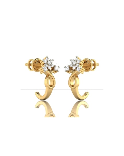 Party Wear Round 5 Pointers J Shaped Diamond Earrings at Rs 65000/pair in  Surat