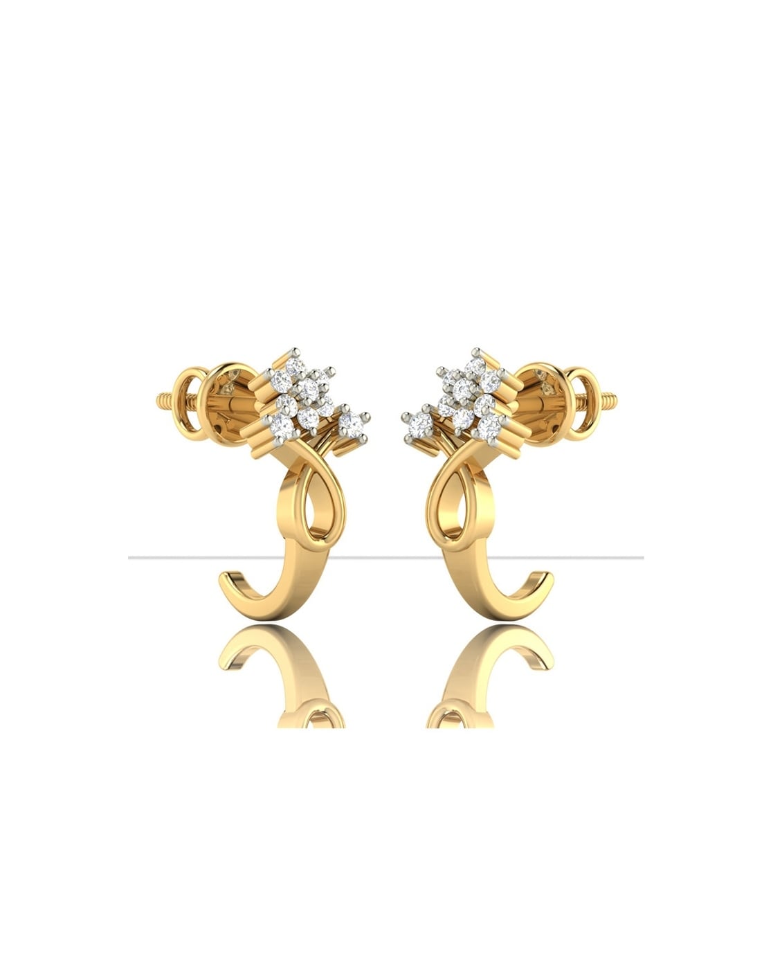 Diamond J Hoop Earrings 10K Rose Gold