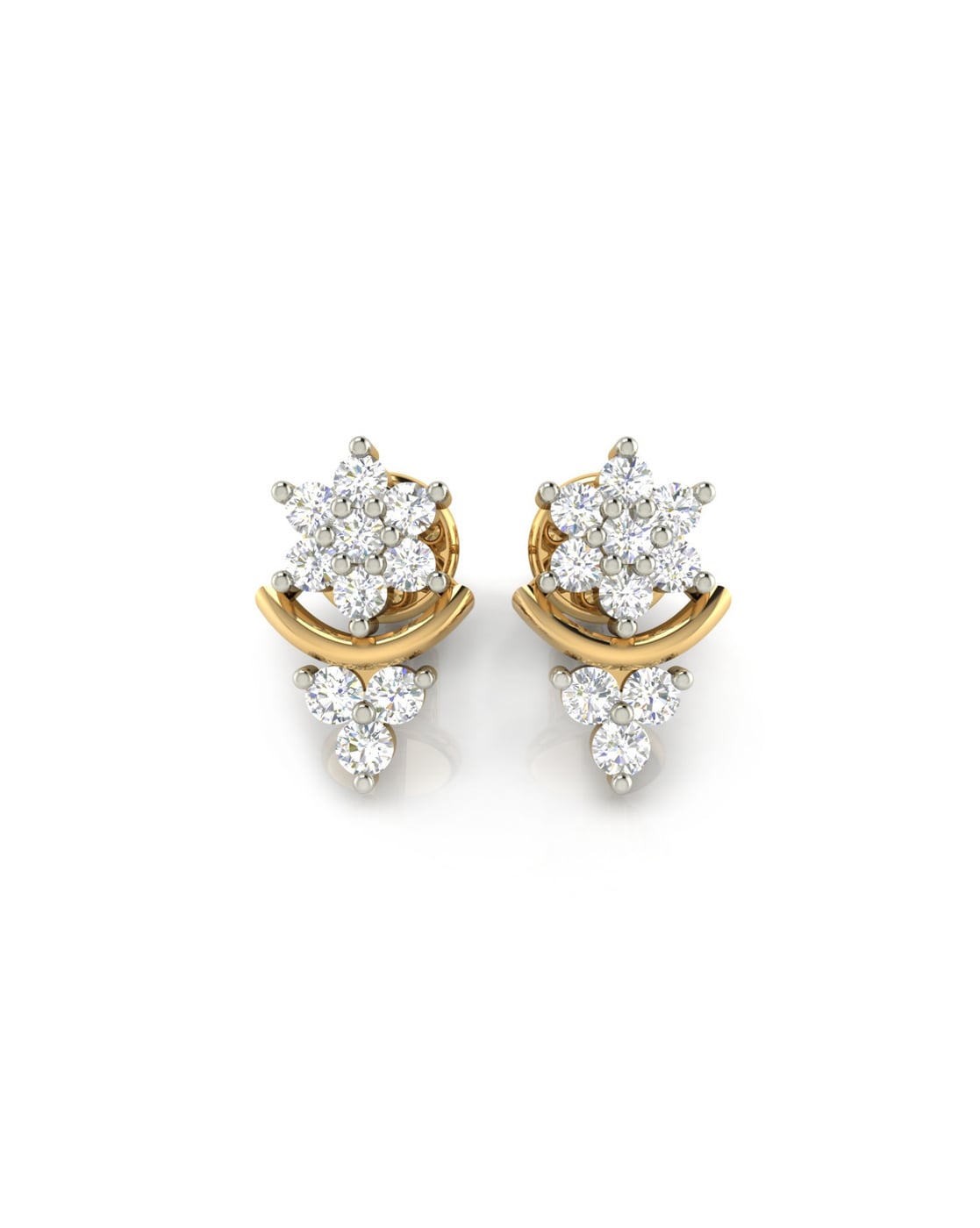 Emerald-Cut Diamond Illusion Stud Earrings - Nuha Jewelers