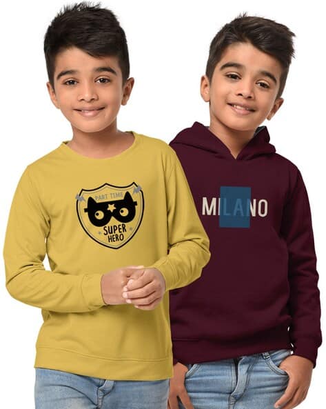Buy Yellow Burgundy Sweatshirts Hoodie for Boys by Hellcat