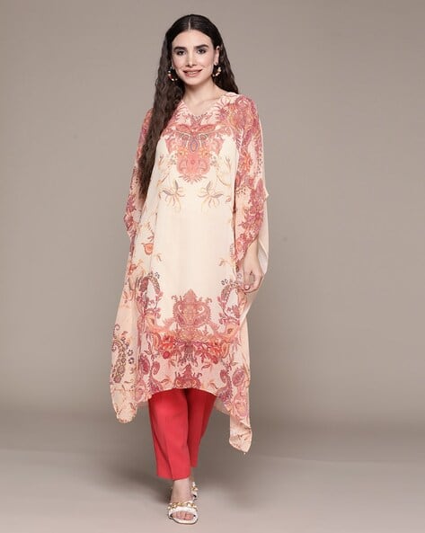 Aarke Ritu Kumar Floral Print V-Neck Kaftan with Inner