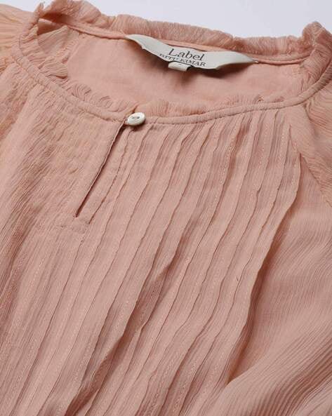 Buy Peach Ruffled Short Dress Online - Label Ritu Kumar UAE Store View