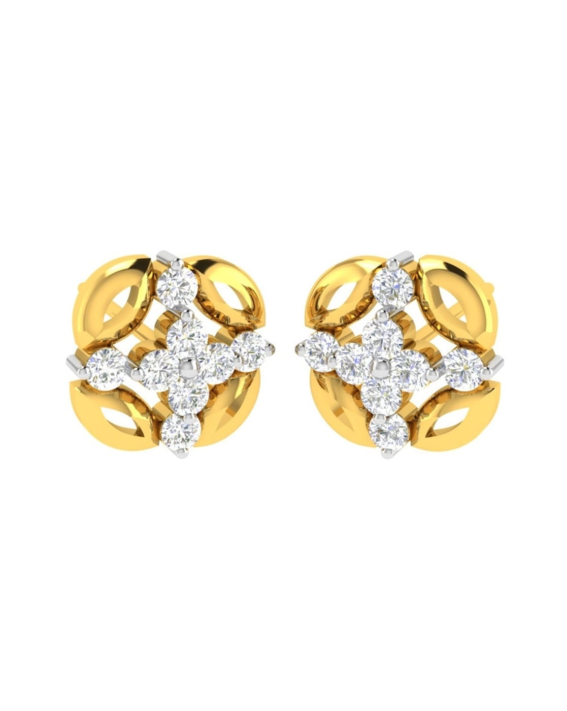 Round Crystal Stud Earrings for Women Gold Color Cubic Zirconia Hip Hop Earring  Mens Jewelry Bulk Items Wholesale Lots OHE123