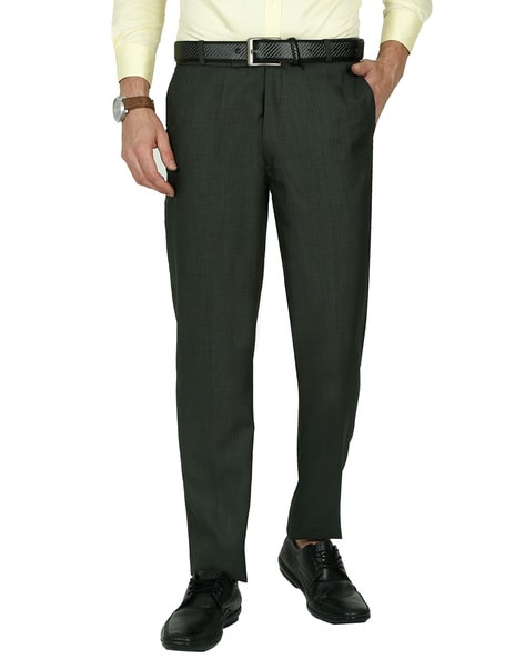 Buy Smarty Pants Dark Green Cotton Lycra Straight Fit Mid Rise Trousers for  Women Online @ Tata CLiQ