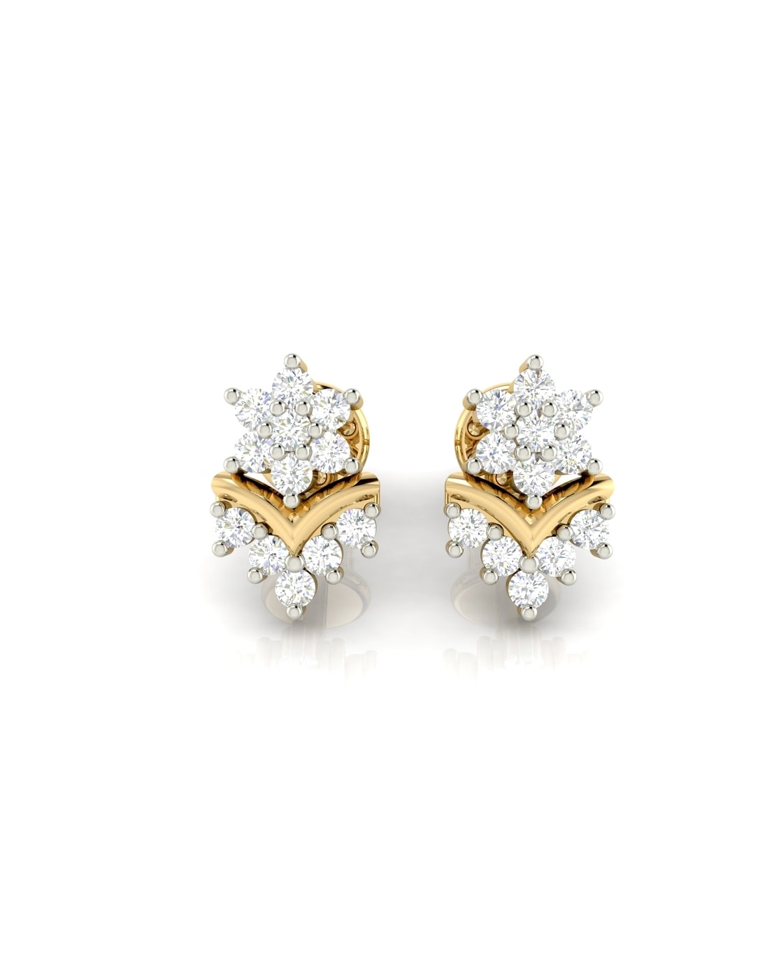 BlueStone 14K Yellow Gold and Diamond Stud Earrings : Amazon.in: Fashion