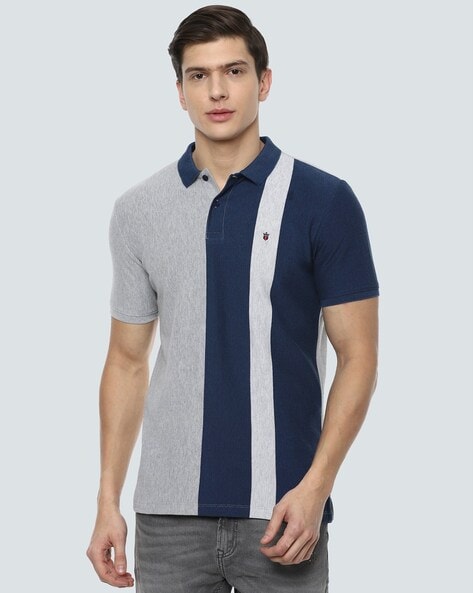 Buy Louis Philippe Men Blue Polo Collar T Shirt - Tshirts for Men
