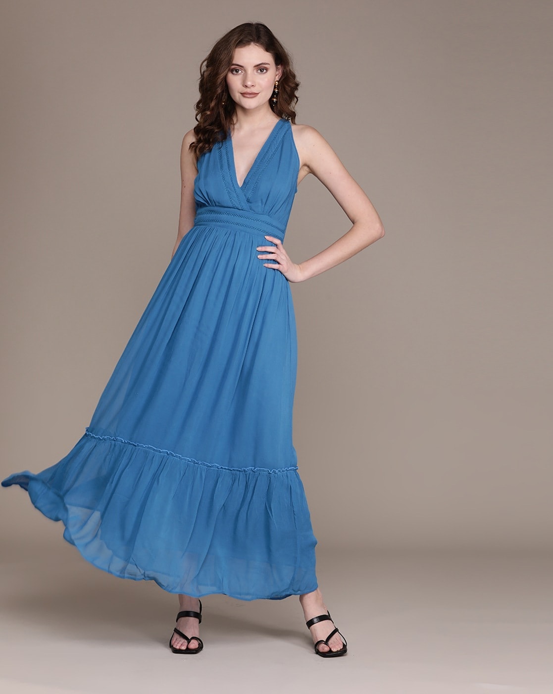 Buy CALLIOPE Plunge V Neck Maxi Dress - Dresses for Women 23527192 | Myntra