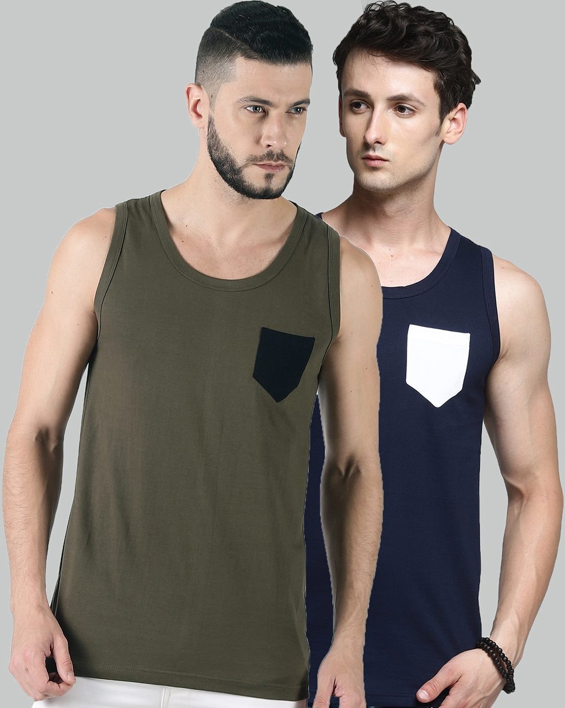 Army Black Baniyan/ Sando/Vest (Pack of 2) for Men