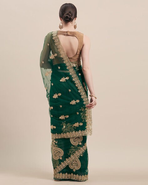 Buy Dark Green Sarees for Women by FOUR SEASONS Online